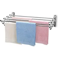 Costway Wäscheständer zur Wandmontage, Wandtrockner ausziehbar aus Edelstahl mit 8 Stangen, Wandwäschetrockner 25 kg Tragkraft für Waschküche