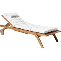 Beliani Auflage für Gartenliege Cremeweiß Stoff Gesteppt 192x56x5 cm UV-Beständig Modernes Design Liegenauflage mit Kissen und Befestigungsbändern