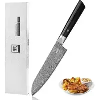 Zayiko Black Edition Santoku I 18cm Klinge I dunkler Damast I Pakkaholz
