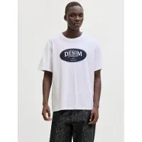 Jack & Jones Rundhalsshirt "JJEDOVER DENIM TEE SS O-NECK SN" mit Logobranding