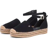 Tommy Hilfiger Riemchenballerina "TH PLATFORM ESPAD SUEDE STRAP", Damen, Gr. 37, schwarz, Veloursleder, Schuhe Riemchenballerina, Sommerschuh, Plateausandalette mit verstellbarem Fersenriemchen