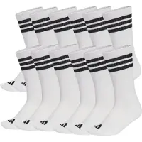 Adidas Unisex Socken, 12er Pack - 3-Stripes Essentials Cushioned Crew, Logo, Streifen, gepolstert