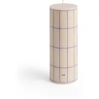 HAY - Column Kerze Medium - H20 cm - Weiß & Blaues Karomuster