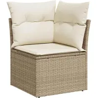 vidaXL 9-tlg. Garten-Sofagarnitur mit Kissen Beige Poly Rattan