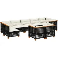 vidaXL 9-tlg. Garten-Sofagarnitur mit Kissen Schwarz Poly Rattan