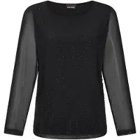 Goldner Langarmshirt "Blusenshirt mit Glitzersteinen", Damen, Gr. 38, schwarz, Obermaterial: 95% Polyester PES. 5% Elasthan EL., Shirts Langarmshirt, Glitzersteine