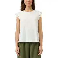 QS Rundhalsshirt mit Häkel-Details an der Schulter