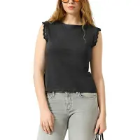 QS Rundhalsshirt mit Häkel-Details an der Schulter