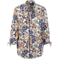 Goldner Druckbluse "Kurzgröße Viskosebluse mit floralem Muster" Jedes Teil ein Unikat