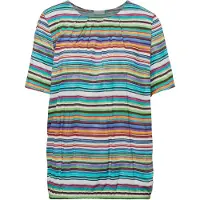 Goldner Druckbluse "Kurzgröße Farbbrillante Druckbluse mit liebevollen Details", Damen, Gr. 19, bunt (bunt, geringelt), Obermaterial: 100% Viskose CV., normal, Sonstiges, Blusen Druckbluse, Ohne