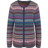 Goldner Strickjacke "Kurzgröße Jacquardjacke mit Ringelmuster" Hochwertiger Jacquardstrick