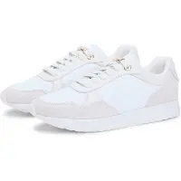 Tommy Hilfiger Suede Mixed Texture Mesh Serrated Trainers, Weiblich, Erwachsener, Modische Sneakers, Weiß, Wildleder, 1 Stück(e)