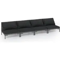 vidaXL 4-tlg. Garten-Lounge-Set mit Kissen Poly Rattan Dunkelgrau