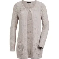 Goldner Kurzjacke "Kurzgröße Brauner Cardigan mit Lochmuster, Langarm" mit Glitzergarn