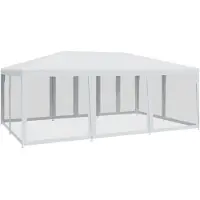 vidaXL Partyzelt mit 10 Mesh-Seitenteilen Weiß 6x4 m HDPE