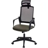 Proregal Bürostuhl | HxBxT 128x64x66 cm | Sitzhöhe 44cm | ergonomisch Kopfstütze | Kunstleder | Olivgrün | Drehstuhl Schreibtischstuhl
