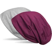 StyleBREAKER Beanie "Wende Beanie", Herren, grau (grau meliert, violett), Obermaterial: 50% Viskose CV. 50% Polyester PES., Modisch, Mützen Beanie