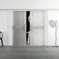 Levidor Doppelglasschiebetür Komplettset 2x 102,5 x 205 cm München Aluminium mit Stangengriffen und SoftClose