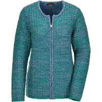 Goldner Strickjacke "Strukturjacke mit Rollband" dekoratives Rollbändchen am RV