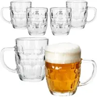 MamboCat 6x Dublin Bierkrug 400ml mit Relief & Henkel Bierhumpen klar 0,4L aus Glas
