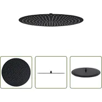 The Living Store Regenbrause Edelstahl 50 cm Rund Schwarz