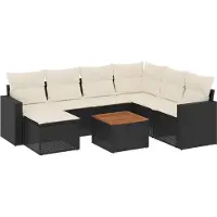 vidaXL 8-tlg. Garten-Sofagarnitur mit Kissen Schwarz Poly Rattan