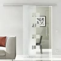 Levidor Glasschiebetür Komplettset 90 x 217,5 cm Wolfsburg Aluminium mit Stangengriff