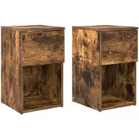 vidaXL Bettschrank 2 Stk Geräucherte Eiche 29 x 31,5 x 49 cm 8001106