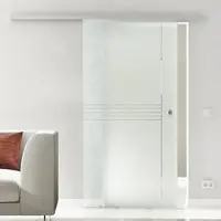 Levidor Glasschiebetür Komplettset 65 x 205 cm München Aluminium mit Griffmuschel und SoftClose