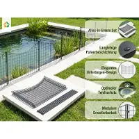 Prestige Home Living Outdoor Teichzaun Unterbogen Set - 5 Zaunelemente ca. 390 x 52,5 cm - Anthrazit