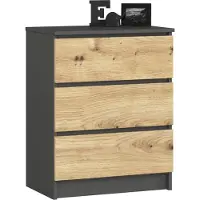 Akord Furniture Factory OP0LK-6SZARART002, Grau, Eiche, 3 Schublade(n), Matt, 16 mm, 51 cm, 400 mm
