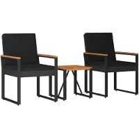 vidaXL Gartenmöbel Set 3 stk. Schwarz Poly-Rattan