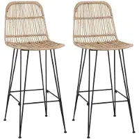 vidaXL Barhocker 2 stk. Natur 44 x 55 x 109 cm Rattan und Stahl