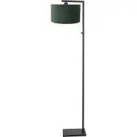 Steinhauer Stehleuchte Stang 1-flammig Matt Schwarz mit grünem Stoffschirm 28x18cm
