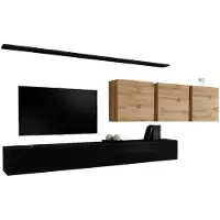 Meublorama AM-SWITCH 7-SWT SW 7*7C/95KG, 2 Regale, 5 Tür(en), Schwarz, Mitteldichte Faserplatte (MDF), 400 mm, 3400 mm