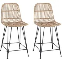 vidaXL Barhocker 2 pcs Natur 44 x 54 x 96 cm Rattan und Stahl