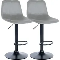 CLP 2er Set Barhocker Divo Samt drehbar und stufenlos höhenverstellbar grau Material Gestell Metall matt schwarz