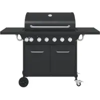 vidaXL Gasgrill mit 7 Flammen Schwarz Pulverbeschichteter Stahl
