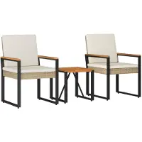 vidaXL Gartenmöbel Set 3 pcs Beige und Cremeweiß Poly-Rattan