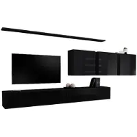 Meublorama AM-SWITCH 7-ZZ SW 7*7C/95KG, 2 Regale, 5 Tür(en), Schwarz, Mitteldichte Faserplatte (MDF), 400 mm, 3400 mm