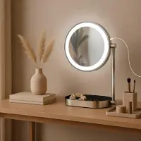 CLP Schminkspiegel Winslet 360° doppelseitig 1X/10X Vergrößerung LED Touch-Schalter weiß