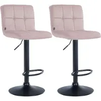 CLP 2er Set Barhocker Peru Samtbezug höhenverstellbar drehbar mit Rückenlehne rosa Gestell Farbe schwarz