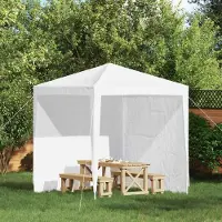 PUEAZU Partyzelt-Seitenteil 2 Stk. 200 x 195 cm Weiß PE und Stahl - Pavillons & Partyzelte &36538