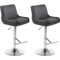 CLP 2er Set Barhocker Club Kunstleder höhenverstellbar und drehbar grau Gestell Farbe chrom