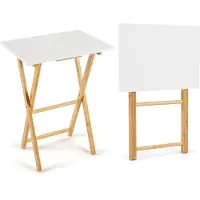 Costway Klappbare TV-Tabletts, 2er-Set, Bambus-Snacktisch zum Essen auf der Couch, Beistelltisch für kleine Räume im Schlafzimmer & Wohnzimmer