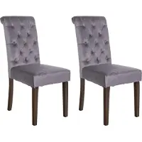 CLP 2er Set Esszimmerstühle Lisburn Mit Lehne im Chesterfield Design dunkelgrau Material Samt