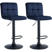 CLP 2er Set Barhocker Peru Samtbezug höhenverstellbar drehbar mit Rückenlehne blau Gestell Farbe schwarz