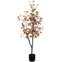 StarTech.com Eukalyptus - Künstlicher Baum im Topf - 120 cm - Herbstlaub - Für den Außenbereich - Bodenaufstellung - PE-Kunststoff - Milchweiß