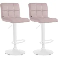CLP 2er Set Barhocker Peru Samtbezug höhenverstellbar drehbar mit Rückenlehne rosa Gestell Farbe weiß