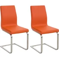 CLP 2er Set Esszimmerstühle Belfort mit robustem Edelstahlgestell orange
